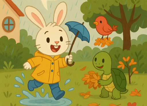 🐰✨ قصة الأرنب رومي وقطرات المطر 🌧️🌈